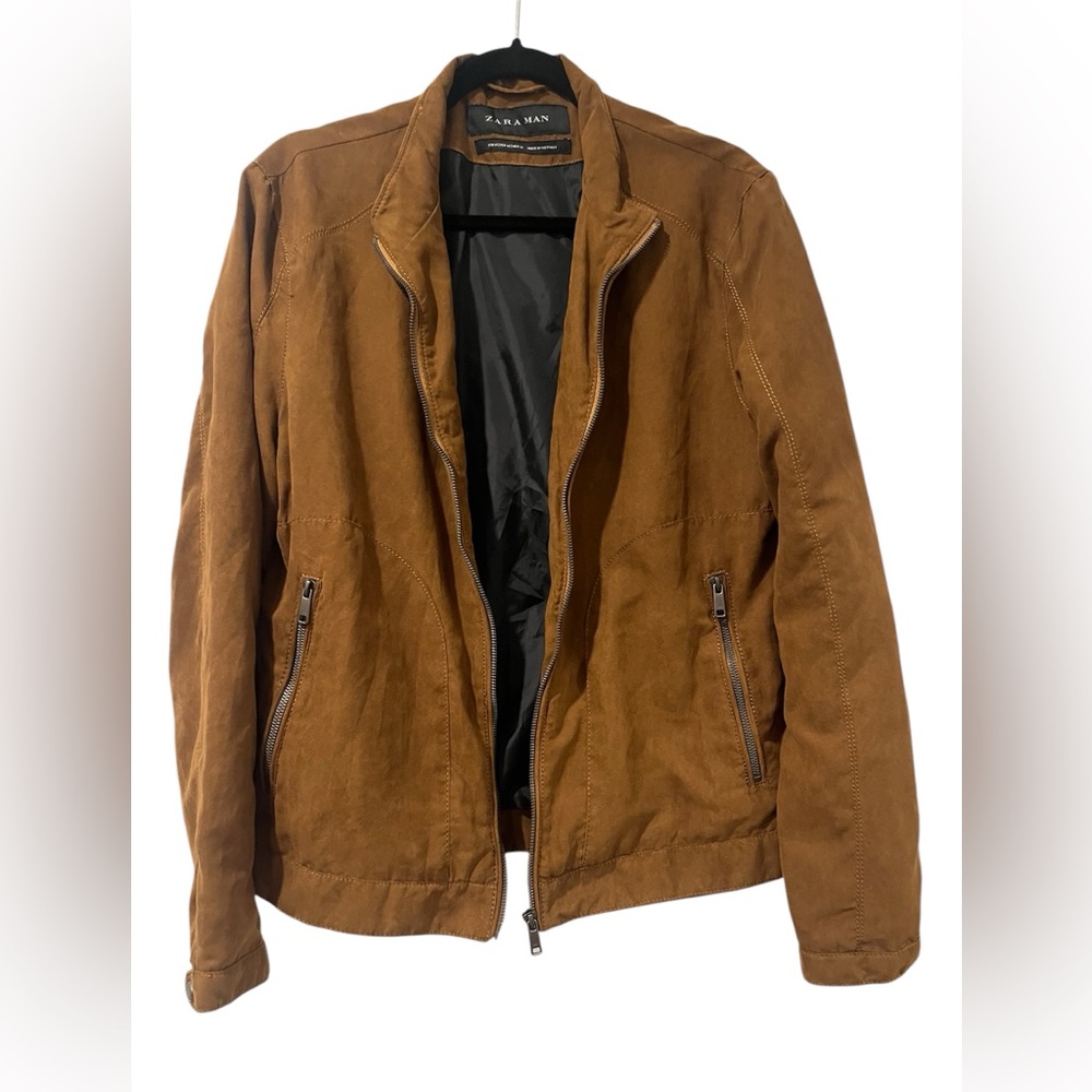 Zara men’s medium faux suede jacket.